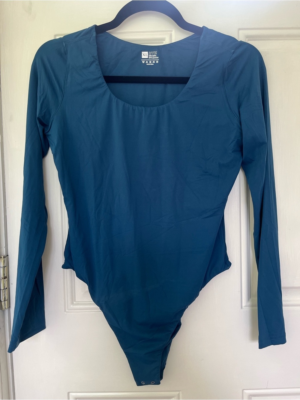 HYZ Women’s Long-Sleeve XL‎ Scoop Neck Bodysuit in Teal